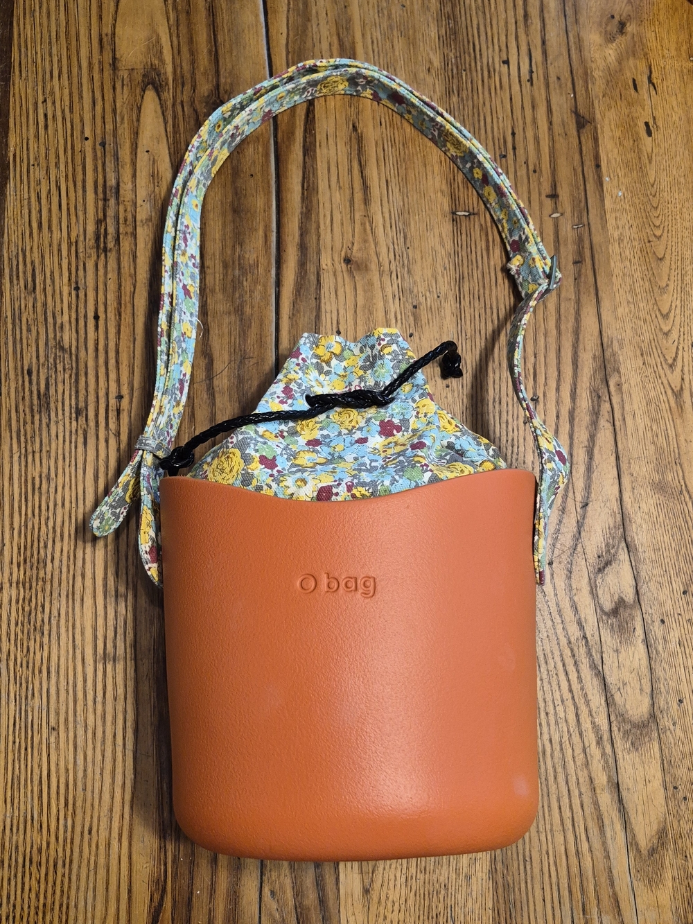 O-Bag Orange Crossbody- Shoulder Bag with Floral Insert